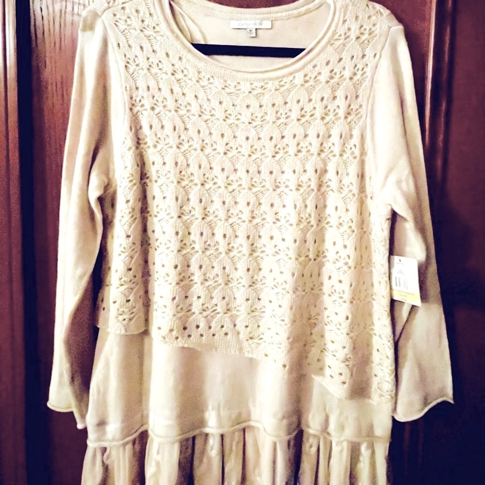 John Mark Ivory Tunic Sweater Sz M
